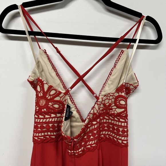 Kimcine Red Lace Jumpsuit Size S Wedding Guest Crisscross Back Formal Party Prom - Picture 4 of 16